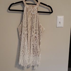 Choker Collar White Lace Top